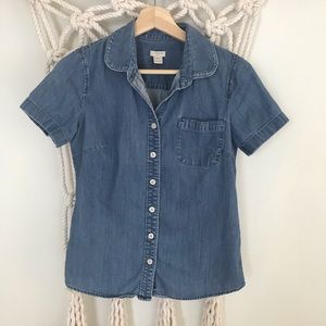J Crew Factory short sleeve chambray blouse
